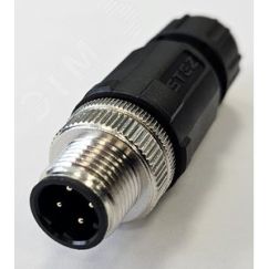 Разъем М12, 4D, штыревой, пайка, пластиковый, прямой, резьба PG7, кабельная часть СТЭЗ 185200168
