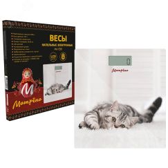 Весы напольные электронные МА-090, рисунок ''Кот'', стеклянная поверхность, до 180 кг Матрена 007271