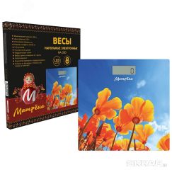 Весы напольные электронные МА-090, рисунок ''Лютики'', стеклянная поверхность, до 180 кг Матрена 007837