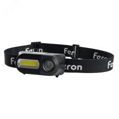 Фонарь светодиодный налобный аккумуляторный USB 1х18650 3w+2w XPE+COB IP44 пластик FERON TH2309