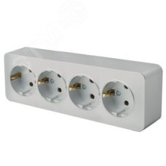Розетка четырехместная с/з 250В 10А серия София серебро STEKKER STEKKER MST16-14-03 49332