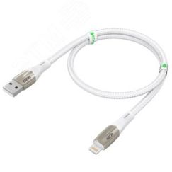 Кабель USB AM на Lightning, 1.2 м., белый нейлон, быстрая зарядка Greenconnect GCR-52576