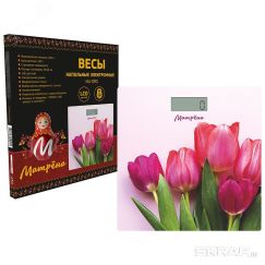 Весы напольные электронные МА-090, рисунок ''Тюльпаны'', стеклянная поверхность, до 180 кг Матрена 007835