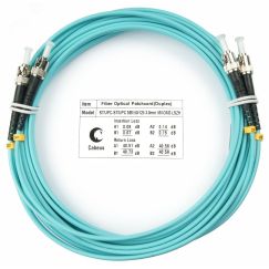 Шнур оптический duplex 5м ST-ST 50/125 мм OM3 LSZH Cabeus FOP-50-ST-ST-5m