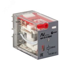 Реле промежуточное с кнопкой и мех. Индикацией RPAt 22/4 5A 230В AC AVERES EKF rpat-22-4-230AC