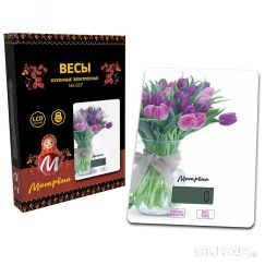 Весы кухонные электронные МА-037 до 7 кг, рисунок ''Тюльпаны'' Матрена 007833