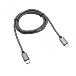 Кабель Type-C-Lightning PD, 1 м, графит, нейлон, 18-7054, REXANT 18-7054