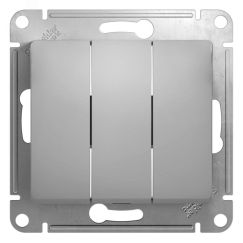 GLOSSA Выключатель трехклавишный в рамку алюминий схема 3 SE (Systeme) GSL000331