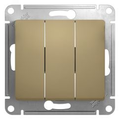 GLOSSA Выключатель трехклавишный в рамку титан сх.3 SE (Systeme) GSL000431