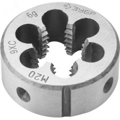 Плашка М20x1.5мм, сталь 9ХС, круглая ручная ЗУБР 4-28022-20-1.5