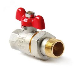 Кран шаровой полнопроходной со сгоном, ручка-бабо ка, НВ 1/2 PRO AQUA FWB65-M15-F15s