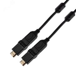 Кабель HDMI - HDMI с фильтрами, длина 2 метра, угловой 360 град (GOLD) (PVC пакет), 17-6204-3, REXANT 17-6204-3