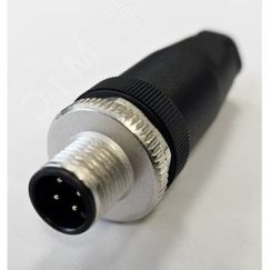 Разъем М12, 4A, штыревой, винт, пластиковый, прямой, резьба PG7, кабельная часть СТЭЗ 185200119