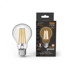 Лампа светодиодная филаментная LED 18 Вт 1600 лм 2700К AC210-240В E27 А60 (груша) теплая Black Filament Gauss 102902118