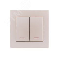 Выключатель RAIN двойной с подсветкой жемчужно-белый перламутр Lezard 703-3030-112