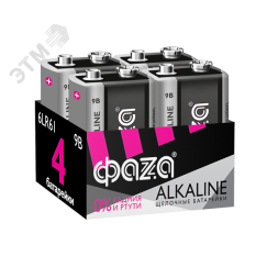 Элементы питания алкалиновые 6LR61 (крона) ФАZА Alkaline (4 шт. в упаковке) JazzWay 6LR61A-P4