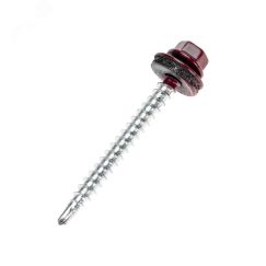 Саморез кровельный 4,8х50, окрашенный RAL 3005, короб (150 шт/уп) Kranz 1203-4850-3