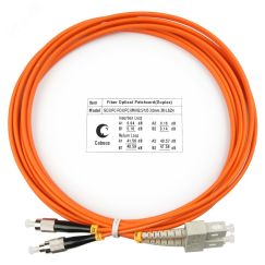 Шнур оптический duplex 3м SC-FC 62,5/125 мм LSZH Cabeus FOP-62-SC-FC-3m