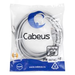 Патч-корд F/UTP, категория 5е, 2xRJ45/8p8c, экранированный, серый, LSZH, 5м Cabeus PC-FTP-RJ45-Cat.5e-5m-LSZH