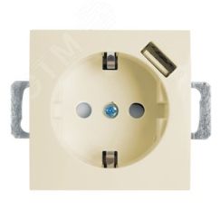 Розетка одноместная (механизм) с/з 250В, 16А с USB 1А, серия Эрна, слоновая кость, Stekker STEKKER PST16-9111-02 39329