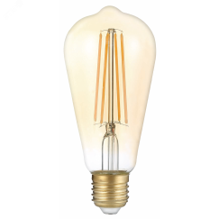 Лампа светодиодная филаментная LED 8 Вт 740 лм 2400К AC185-265В E27 ST64 теплая золотистая колба Black Filament Gauss 157802008