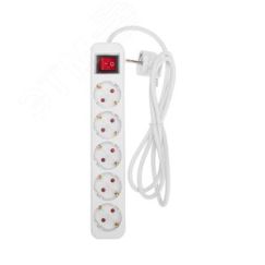Удлинитель STANDARD 5 гнезд, 1,5 м, 3х1,0 мм2, с/з, с выключателем, белый REXANT 13-4031