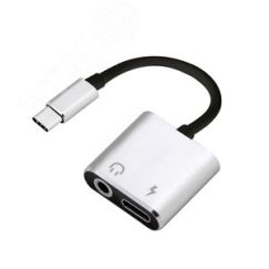 Адаптер-переходник USB 2.0 Type C на аудио CF Jack 3.5 мм, гибкий, черный-серебро Greenconnect GCR-51148