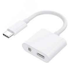 Адаптер-переходник USB 2.0 Type C на аудио CF Jack 3.5 мм, гибкий, белый Greenconnect GCR-52304