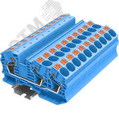 Клемма TP 1-2 проходная Push-in, сечение 16 мм. кв., синяя SUPU TP16-3-BU