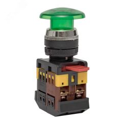 Кнопка AELA-22 Грибок зеленая с подсветкой NO+NC 2 EKF pbn-aela-1g-220