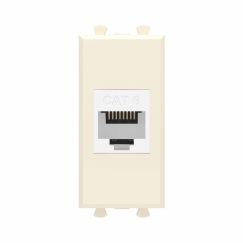 Компьютерная розетка RJ-45 без шторки модульная, кат.6, &quot;Avanti&quot;, &quot;Ванильная дымка&quot;, 1 модуль