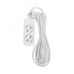 Удлинитель STANDARD 2 гнезда, 5 м, 3х1,0 мм2, с/з, белый REXANT 13-4005