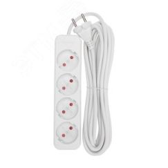 Удлинитель STANDARD 4 гнезда, 5 м, 2х1,0 мм2, б/з, белый REXANT 13-4025