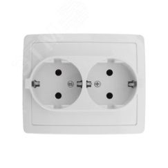 Розетка двойная с заземлением Schuko, винтовой зажим, 16А 250В, белый Simon 1590456-030