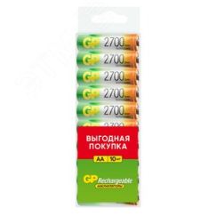 Аккумулятор перезаряжаемый GP 270AAHC АА емкости 2650 10 шт. в пластиковом боксе GP 18333