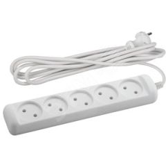 Удлинитель без зазeмл., 2х1мм2, 10А, ПВС, 5гн, 3м (10/840) U-5-3m-2x1 ЭРА Б0028364