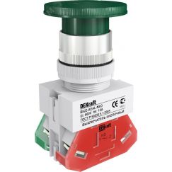 Кнопка AEAL 22мм грибовидная с фиксацией зеленая 220В ВK-22 SE (Dekraft) 25039DEK