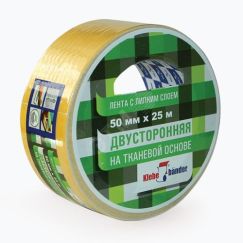 Двусторонняя лента 50мм х 25м ткань в индивидуальной упаковке Klebebander /36 АДМ KPV525T