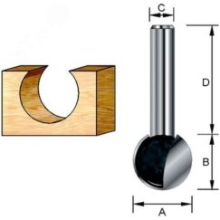 Фреза шаровидная 6,35R 12,7х12,7х8х32х2Т Makita D-10942