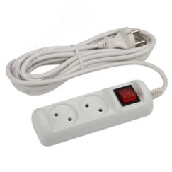 Удлинитель электрический U-2s-3m-2x1 без заземления c выключателем 2 розетки 3м ПВС 2x1мм2 10А ЭРА Б0044047