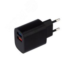 Устройство сетевое зарядное 2 x USB, 5V, 2.4 A, черное, REXANT 16-0283