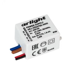 Блок питания ARJ-KE04700-MINI (2.8W, 700mA) (ARL, IP20 Пластик, 5 лет) Arlight 030189