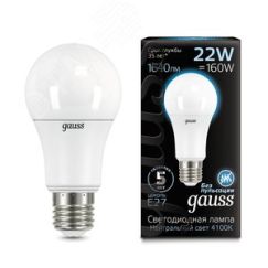 Лампа светодиодная LED 22 Вт 2000 лм 4100К AC150-265В E27 А70 (груша) нейтральный Black Gauss 102502222