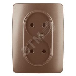 Розетка 2X2P, 16A-250В, Эра12, медь, 12-2107-14 ЭРА Б0031246
