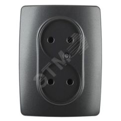 Розетка 2X2P, 16A-250В, Эра12, антрацит, 12-2107-05 ЭРА Б0031242