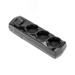 Колодка PREMIUM 3 гнезда, с/з, с выключателем, черный REXANT 13-4405