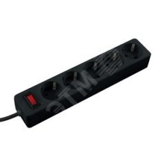 Сетевой фильтр ПВС КОСМОС  3х0.75 черный 1.8м с выключателем КОСМОС FKsm1.8m-5g(B)