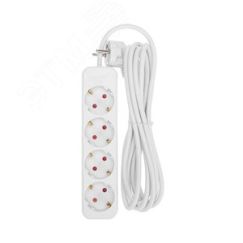Удлинитель STANDARD 4 гнезда, 3 м, 3х1,0 мм2, с/з, белый REXANT 13-4026