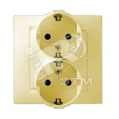 15 Розетка двойная 2Р+Е Schuko 16А 250В винтовой зажим слоновая кость Simon 1590459-031