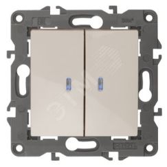 Выключатель двойной с подсветкой, 10АХ-250В, Эра Elegance, сл.кость,14-1105-02 ЭРА Б0034238